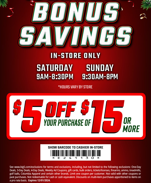 Big 5 Sporting Goods Promo Codes + In-Store Coupons